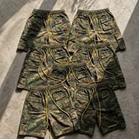 Short cargo homme personnalisé 100% coton camouflage Woodland brodé, taille haute, multi-poches, streetwear, taille élastique, jaune