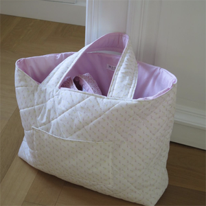 100% coton <span class=keywords><strong>grand</strong></span> <span class=keywords><strong>sac</strong></span> de plage doux rose clair Floral bagages Vintage <span class=keywords><strong>sac</strong></span> fourre-tout en coton <span class=keywords><strong>matelassé</strong></span> avec poche extérieure - Product Image 4