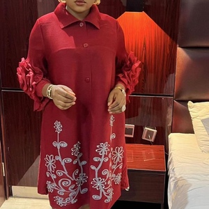 Vestidos de moda para mujer con volantes en las mangas, solapa, pedrería y pliegues de alta resistencia - Product Image 5