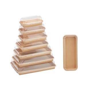Caja de comida bento de papel reciclable y personalizable, bandeja de sushi biodegradable para llevar, envase de sushi, caja de comida - Product Image 1