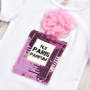 Cute Kids Clothing 2 Pcs Sets Wholesale Toddler Kids Baby Girl Clothes Short Sleeve White <strong>T</strong>-<strong>shirt</strong> +Mini PU Skirt Outfits Set - Product Image 4