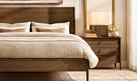 Lit à plateau François RH, style moderne minimaliste, en bois massif, couleur noyer, grand lit, mobilier de chambre pour hôtel et villa