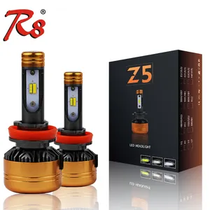 R8 Mobil Tricolor 3 Warna LED Lampu Z5 H1 H4 H7 H11 HB3 HB4 50W 5800LM 3000K 4300K 6000K Kuning Ganda Putih Dua Warna LED Lampu