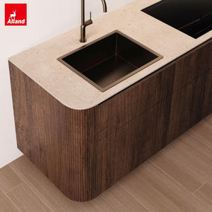 Mueble <span class=keywords><strong>de</strong></span> Cocina Curvo Minimalista Alland con Puertas <span class=keywords><strong>de</strong></span> Chapa <span class=keywords><strong>de</strong></span> Madera Maciza, Mueble <span class=keywords><strong>de</strong></span> Esquina Listo para Comedor - Product Image 4