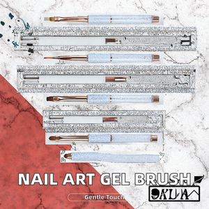 Metal Handle Nylon Nail Art Liner <b>Brush</b> Ombre Oval Flat Stripe UV Gel Flower Painting Tool - Product Image 2