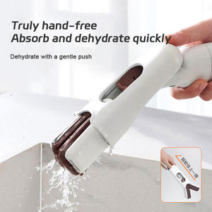 2025アップグレード強力スクイーズポータブルモップ2つのクイックドライスポンジヘッドとABSハンドル付きキッチンバスルームクリーニング用 - Product Image 3