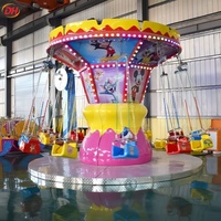 Manège robuste pour enfants à 12 places, chaise volante de dessin animé, balançoire rotative colorée en PRV, équipement de fête foraine pour aire de jeux extérieure