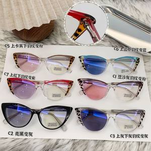 Nueva montura óptica fotocromática Cat Eye para mujer, montura completa con lentes de PC, protección UV400, monturas de gafas a la moda. - Product Image 5