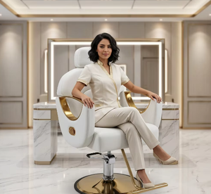 Chaise de barbier noire et or la plus vendue, chaise de coiffure pour femmes, chaise de maquillage pour salon de beauté - Product Image 1