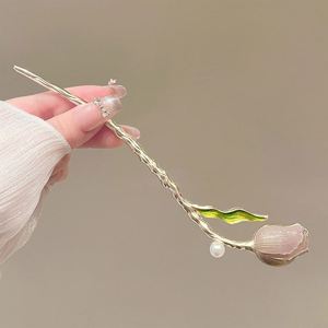 Vintage Chinese Women's Hair Stick Women Elegant Metal Enamel Hair Stick <b>Spring</b> Flower Element Hairpin Hanfu Hair Accessories - Product Image 3
