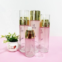 Emballage cosmétique de luxe en or rose, flacon pompe en verre rose, contenants et pots vides pour soins de la peau