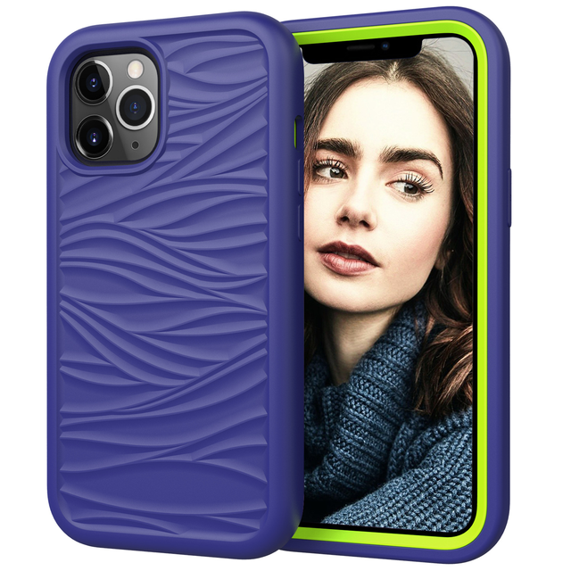2-in-1 Silicone Colorful Stylish Design Anti Slip Stripes Premium  Mobile Phone Cases for iphone 12 Pro