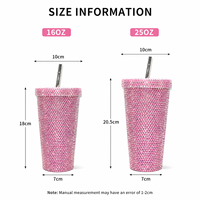 Gobelet à café de luxe en acier inoxydable à double paroi sous vide, 16oz 25oz, incrusté de strass effet diamant, avec paille, pour femmes, idéal comme cadeau