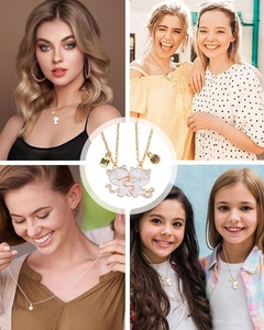 Collier d'amitié KEMUZ en acier inoxydable assorti en 2 pièces avec pendentif chat, chaîne en bambou sportive, cadeau pour les amis et les amoureux - Product Image 6