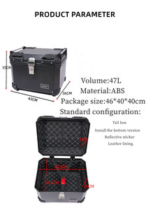 Boîte à bagages arrière pour moto 47L par <span class=keywords><strong>JDR</strong></span> - Construction en ABS durable, garantie <span class=keywords><strong>de</strong></span> qualité d'un an - Product Image 3