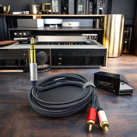 Câble adaptateur TRS 2RCA 1/4 "plaqué or 6.35mm stéréo mâle double RCA mâle Y pour Microphone AV récepteur PVC cuivre pur