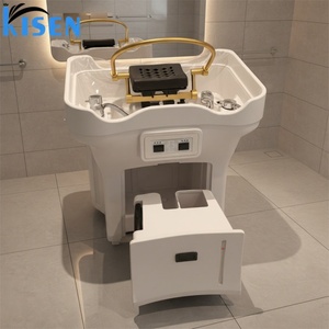 Bac à shampoing Kisen amovible avec réservoirs de spa pour la tête, circulation d'eau, lumière LED dorée/argentée en forme d'arche - Product Image 1