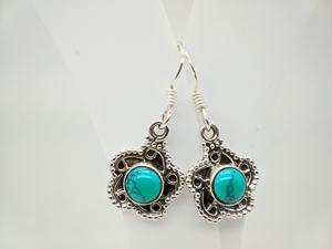 Natural Turquoise Gemstone <b>Earrings</b> Handmade 925 Sterling Silver Jewelry Elegant Blue-Green Stone Dangle Drop <b>Earrings</b> - Product Image 3