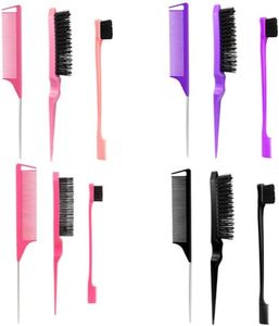 Juego de 4 piezas de cepillos y peines para el cabello: cepillo de plástico para definir el contorno, cepillo para desenredar, peine de cola de rata y peine de dientes anchos para hombres y mujeres - Product Image 4