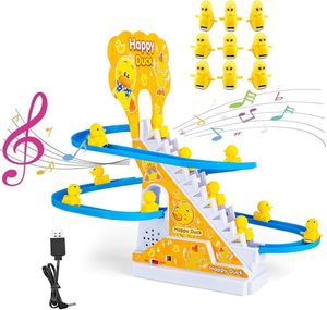 Battery Operated Plastic Auto Stair Climbing <b>Sliding</b> Railway Track Play Set 3 Ducks Roller Coaster Slot Toy With Light and Music - Product Image 1