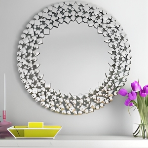 <b>Silver</b> Round <b>Mirror</b> with Crystal Decoration Handmade Golden Frame Contemporary Design Luxury Wall <b>Mirror</b> Home Decor REHMAN CRAFT - Product Image 5