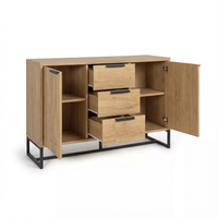 Meuble de rangement moderne en panneaux de bois écologiques avec cadre métallique et miroir supérieur, pour salon, chambre, entrée, bar à domicile