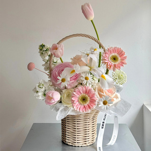 <strong>Rattan</strong> Handheld Flower <strong>Basket</strong> Multi Size Woven Gift <strong>Basket</strong> for Wedding Floral Arrangement Picnic <strong>Storage</strong> - Product Image 1