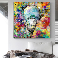 Impressionniste, aquarelle, portrait, motif d'ampoule, 40x40cm, toile imprimée HD, art mural