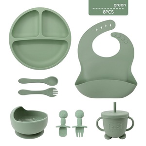 BPA Free Certified <b>8</b> Piece Dark Red Silicone <b>Dinnerware</b> <b>Set</b> <b>for</b> Kids Unbreakable Suction Bowls Dishwasher Safe - Product Image 6