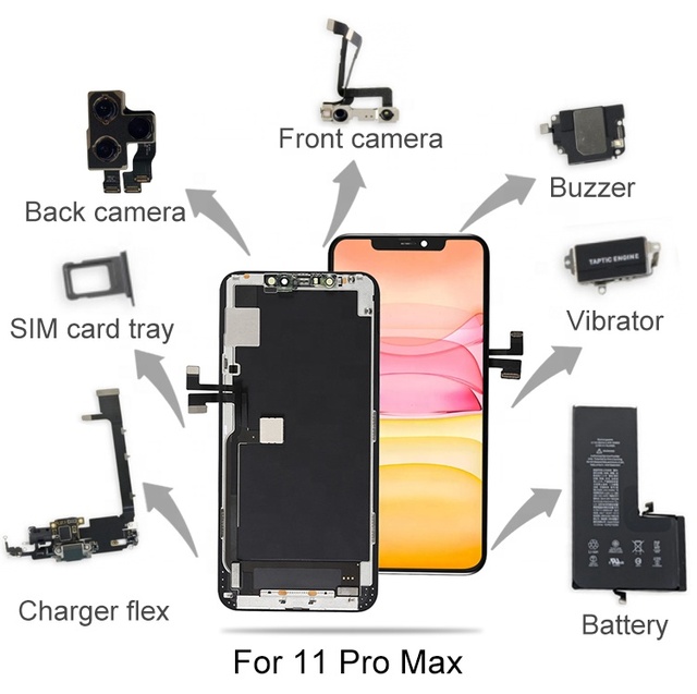 Wholesale Mobile Phone Spare Parts Charging Port Front Camera Battery SIM Card Try Flex Cable for iphone 11 Pro Max