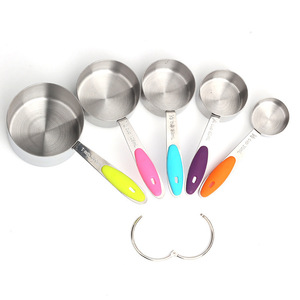 5 cái Silicone xử lý thép không gỉ đo cup Set Cà phê rang công cụ nhà bếp đo Cup và Spoon Set với quy mô - Product Image 4