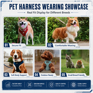 ชุดสายจูงสุนัขแบบปรับได้ OKEYPETS พร้อมปลอกคอสุดหรู ผ้าพันคอสำหรับใส่ถุงเก็บอุจจาระสัตว์เลี้ยง สายรัดอกสุนัขแบบกลับด้านได้ ระบายอากาศได้ดี ทำจากนีโอพรีน - Product Image 4