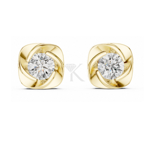 Boucles d'oreilles modernes avec serti en spirale et diamants ronds brillants, dotées de fermoirs à vis sécurisés, bijoux fins élégants et minimalistes - Product Image 1
