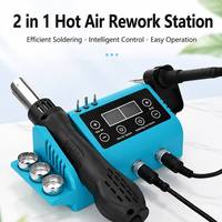 Station de Retravail à Air Chaud Professionnelle 8898D 2-en-1, Pistolet Thermique 500W et Fer à Souder Numérique 60W pour Réparation de PCB de Téléphones Mobiles SMD BGA