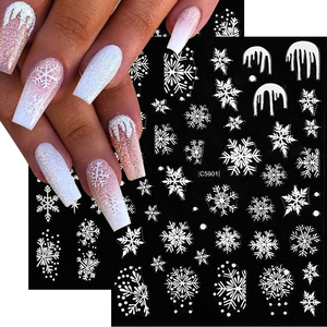 Adesivi 3D con motivo a forma di cuore bianco e francese adesivo per unghie con fiocchi di neve di natale per decorazioni per Nail Art di San Valentino - Product Image 4