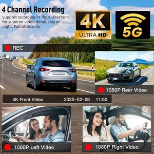 Cámara <span class=keywords><strong>para</strong></span> Vehículo de 4 Canales y 2K, Grabación Frontal, Trasera e Interior de 360° °   Cámara <span class=keywords><strong>para</strong></span> Auto con Visión Nocturna Superior, WiFi y Control por Aplicación, Resolución 1080P - Product Image 3