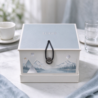Boîte cadeau rigide haut de gamme, motif et logo personnalisés, boîte cadeau en papier imprimé montagne pour l'emballage de tasses et de vaisselle