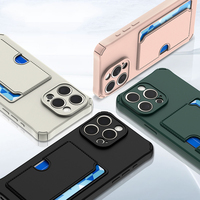 Étui de téléphone portable avec fente pour cartes pour iPhone 16 Pro 15 14 Plus 13 12 Mini 11 17 Pro Max, en silicone souple TPU, étui de protection avec porte-cartes