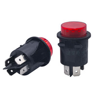 Interruptor de Botón Pulsador Redondo de 25 mm, 16A250VAC T105, RL5-121, Encendido/Apagado, con Bloqueo Automático, Luz Roja, con Tapa de PVC, Impermeable