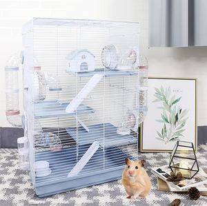 Vente en gros, offre spéciale, 70cm, 4 étages, plastique de luxe, fil bleu, petit animal de compagnie, maison pour furet et hamster, cage avec accessoires - Product Image 1