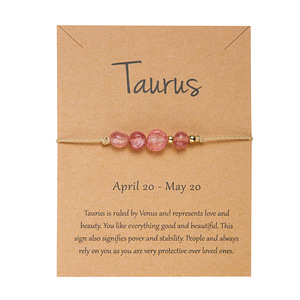 Pulsera <span class=keywords><strong>del</strong></span> zodiaco de doce constelaciones tejida hecha a mano de piedra natural de moda de mujer al por mayor - Product Image 4