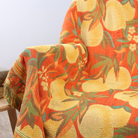 Großhandel gemütliche Boho-Stil Polyester gewebte Baumwolle Sofa Decke Blumen Tier wurf für die Herbstsaison Camping Picknicks Hotels