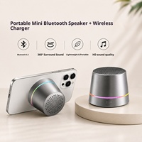 Haut-parleur Bluetooth magnétique Mgitec avec support de téléphone, subwoofer 3D, appairage TWS, mini-haut-parleur d'extérieur avec LED RGB