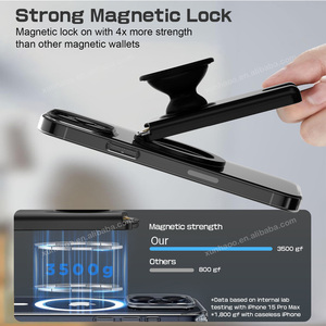 ที่ใส่บัตรพลาสติกแม่เหล็ก ปรับระดับได้ ขาตั้งบาง กระเป๋าสตางค์แบบมีห่วง ที่วางโทรศัพท์หมุนได้ 360 องศา ที่ใส่บัตรเครดิตแฟชั่น - Product Image 3