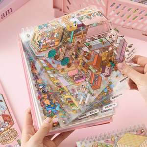 49 Blatt pro Packung Miniatur-Szenen aufkleber Buch Sunshine Town 3d Cartoon Hut Landschafts dekoration - Product Image 4