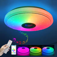 Plafonnier LED intelligent RGB avec haut-parleur Bluetooth, lumière d'ambiance à intensité variable pour la maison, chambre à coucher, salon, télécommande