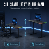 Bureau de jeu électrique AOR à moteur unique, réglable en hauteur, pour PC, 3 préréglages de mémoire, anti-collision, capacité 70 kg, vente en gros usine
