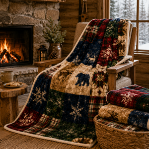 Nouvelle arrivée, <span class=keywords><strong>couverture</strong></span> en fourrure sherpa <span class=keywords><strong>personnalisée</strong></span>, luxueuse, chaude, faite à la main, <span class=keywords><strong>patchwork</strong></span>, imprimé de Noël, pour boîte cadeau - Product Image 1
