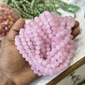 ลูกปัดโรสควอตซ์ธรรมชาติลูกปัดกลม8มม. สำหรับทำสร้อยคอลูกปัดอัญมณี - Product Image 5