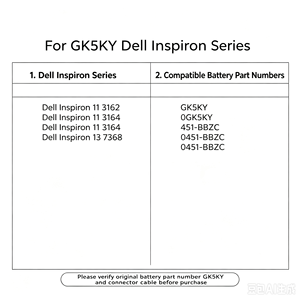 Batería de litio <span class=keywords><strong>GK5KY</strong></span> para portátil, 11,4 V, 4000 mAh, para Dell Inspiron 11 3147, 13 7347, 15 7558, P20T, 4K8YH, 92NCT, venta al por mayor - Product Image 3